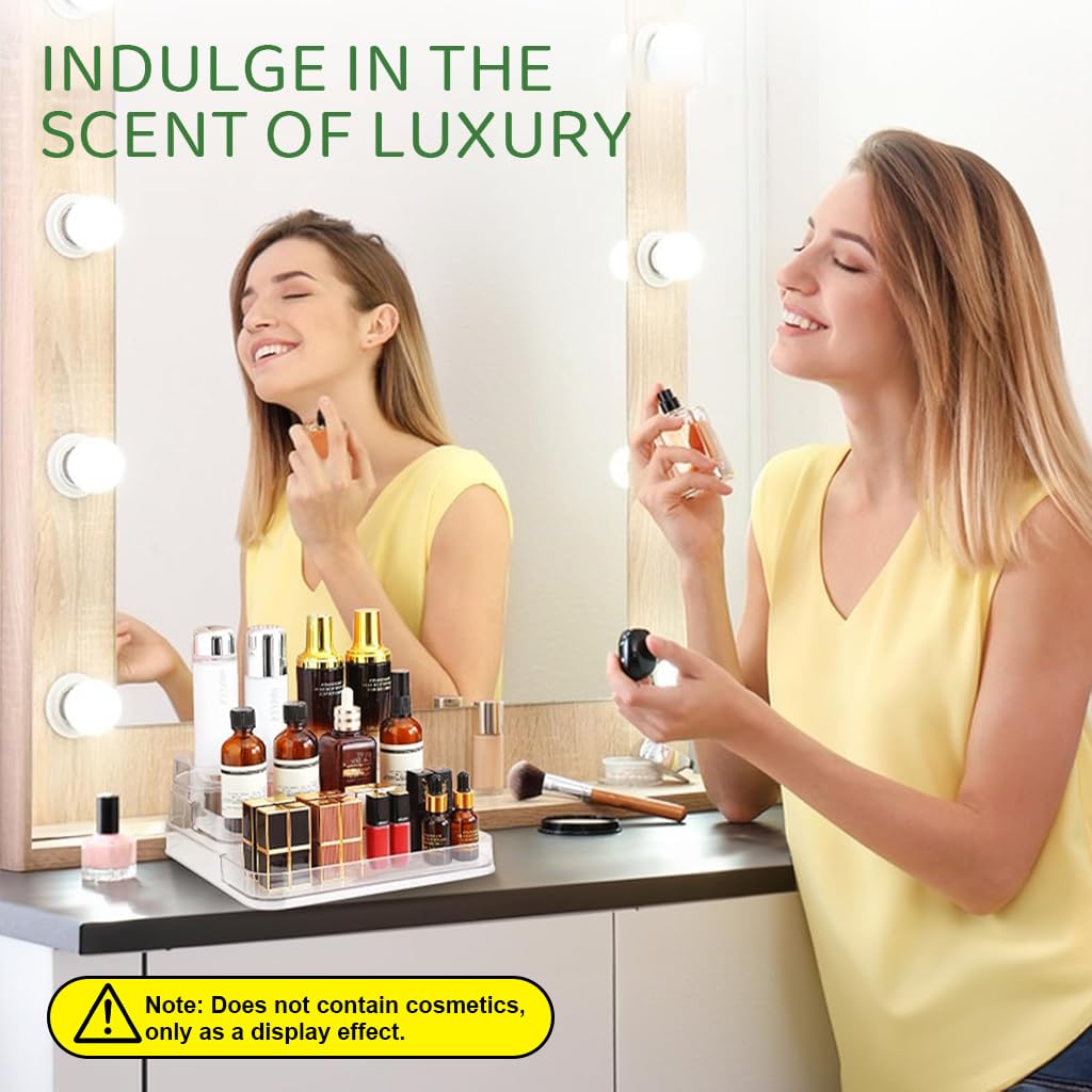 MAYCREATE Perfume Display for Vanity Organization featuring 3 Tier Acrylic Riser Shelf 26.5x24.5x10.5cm