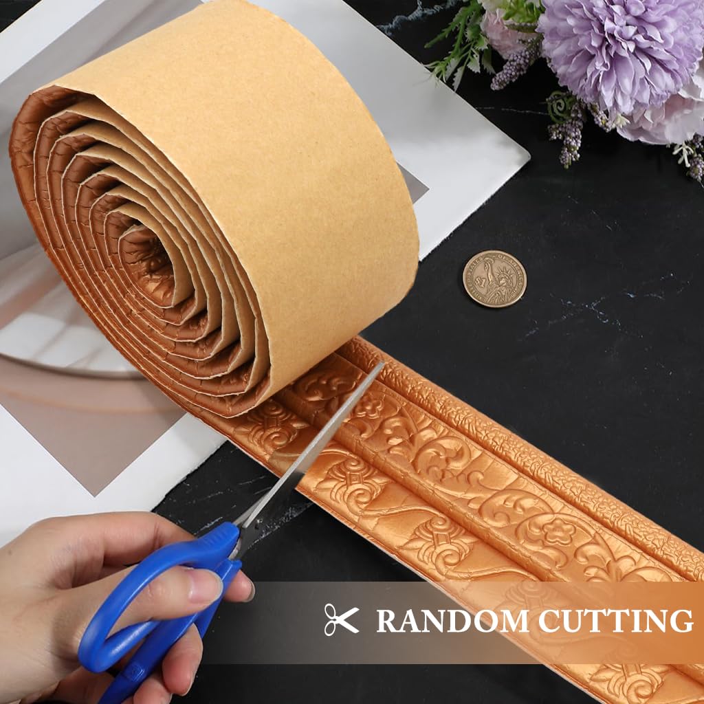 HASTHIP Peel Stick 3D Foam Molding Trim for DIY Wall Edging featuring XPE Foam 2.3 m x 7.8 cm Brown