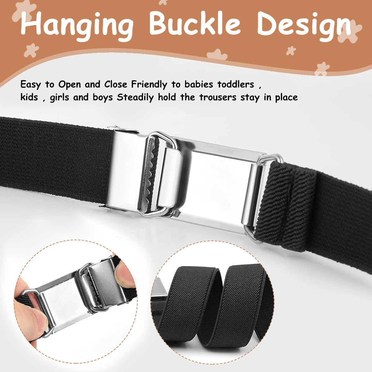 GUSTAVE Kids Belt for Boys 2‑4 Years with Quick Release Buckle and Elastic Fit | Fits 35‑50 cm