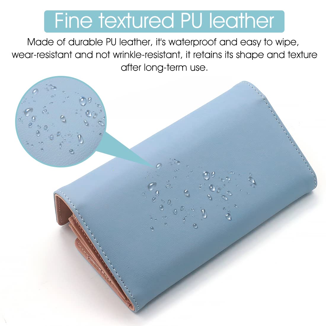 ZIBUYU Hand Wallet for Women Small Premium PU Leather Women Wallet Pouch Snap Bifold Bag for Cards Money Wallet for Girl Mini Wallet for Ladies Purse - Blue