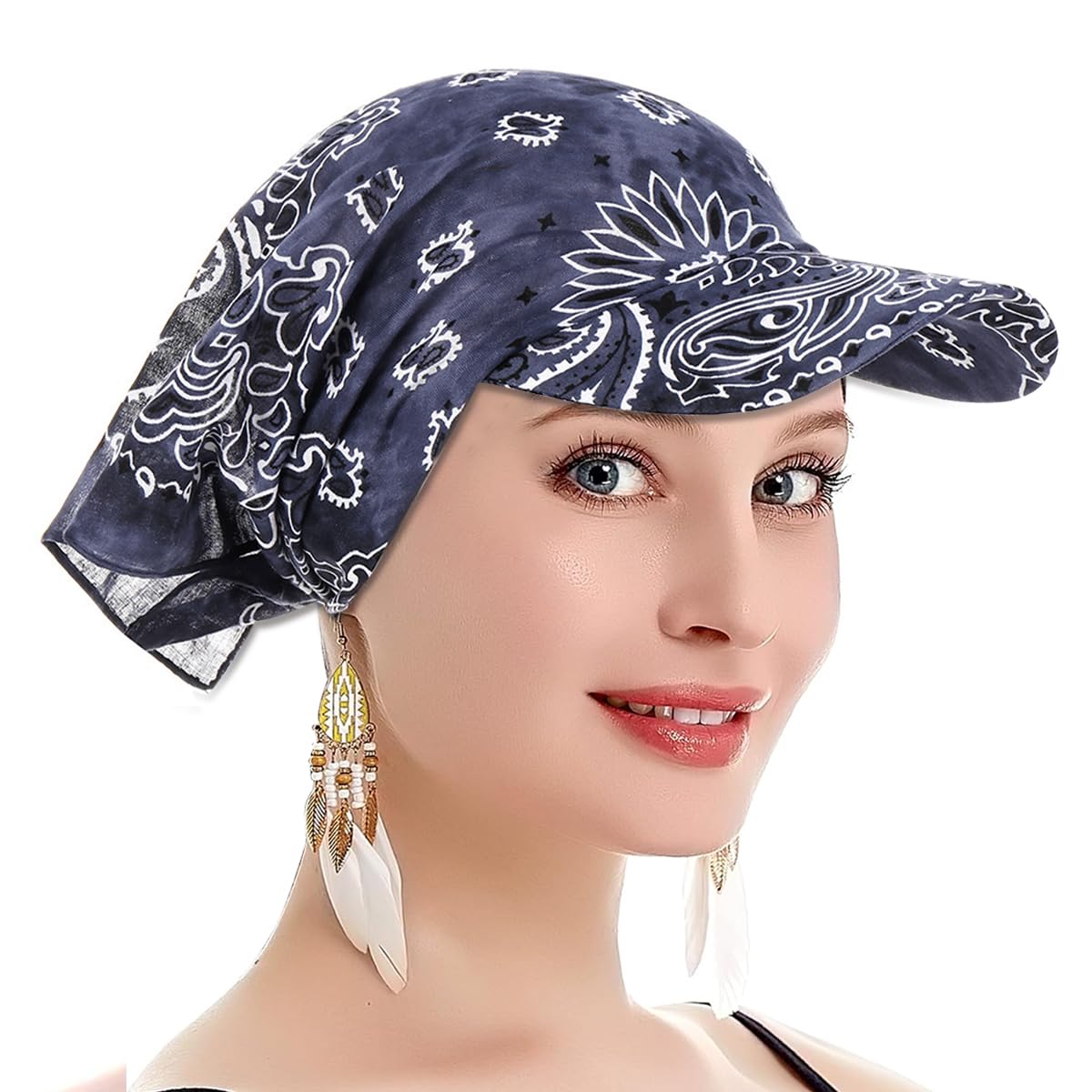 PALAY® Beach Hat Silk Head Wrap Hat for Women Headscarf Hat Square Scarf Cap Tie Back Head Wrap Hat Summer Fashion Sun Hat Breathable Head Wrap Hat