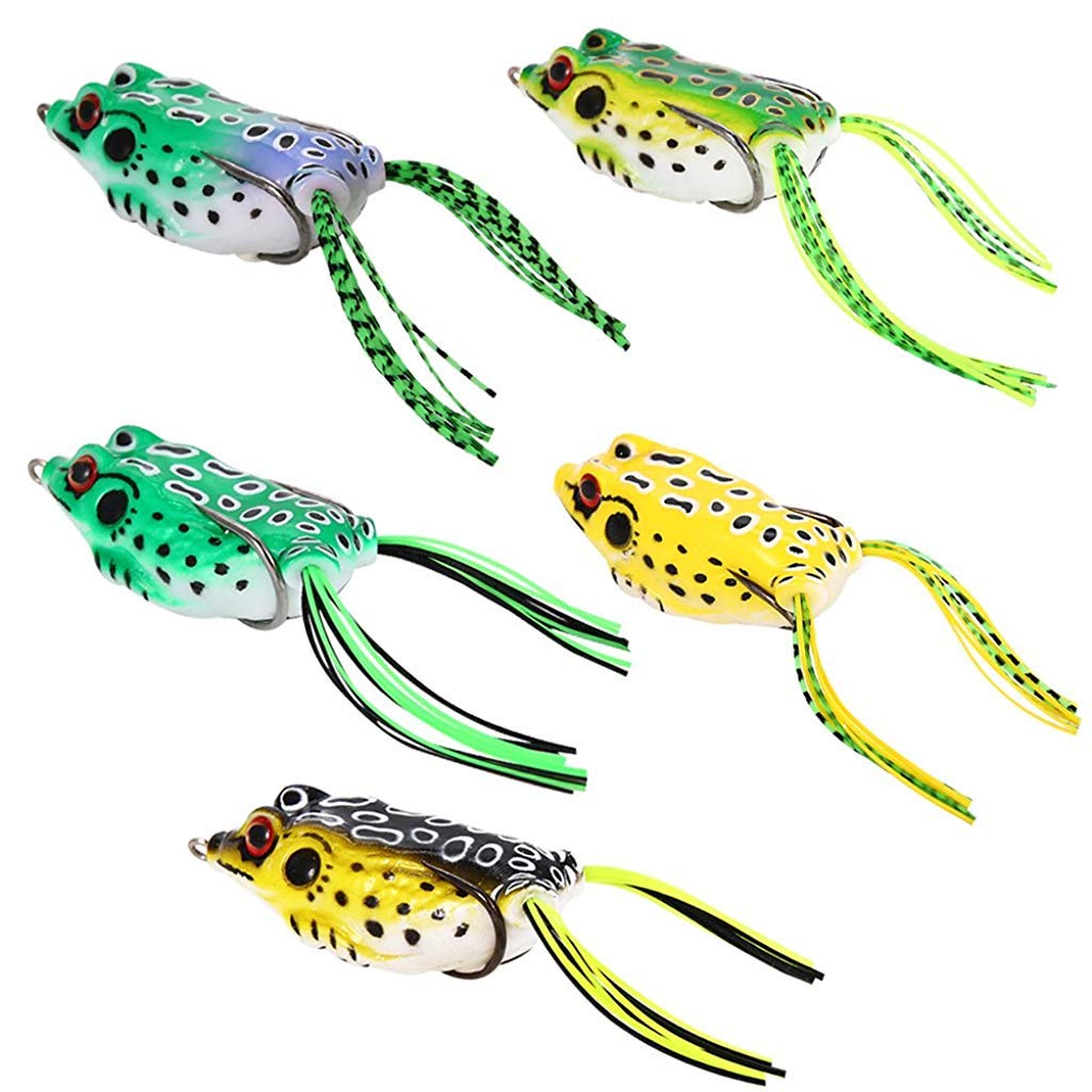 ELEPHANTBOAT  isa fish top water frog lure kit set (Plastic,Multi color) - pack of 5 pieces