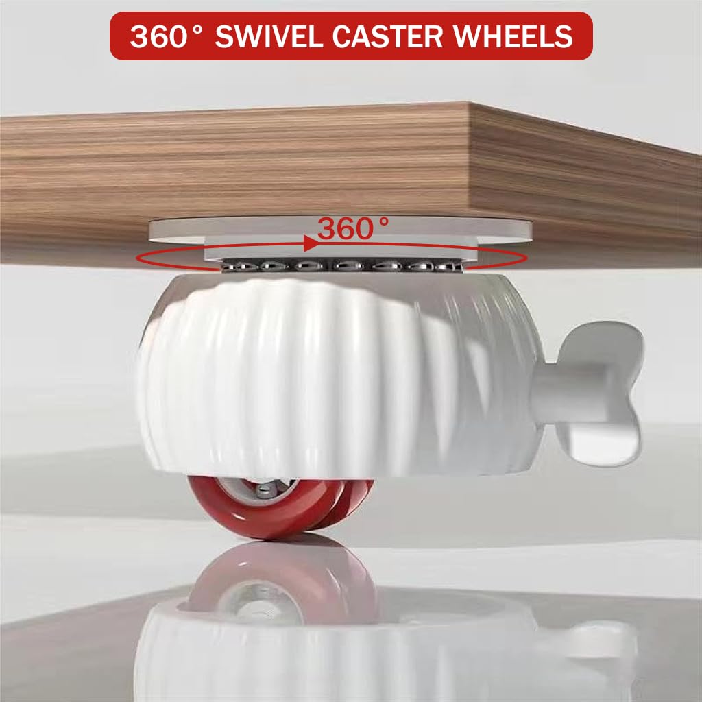 HASTHIP Caster Wheels for Furniture and Small Appliances with 360° Swivel Brakes | 4pcs 1.5in ABS Self Adhesive Design