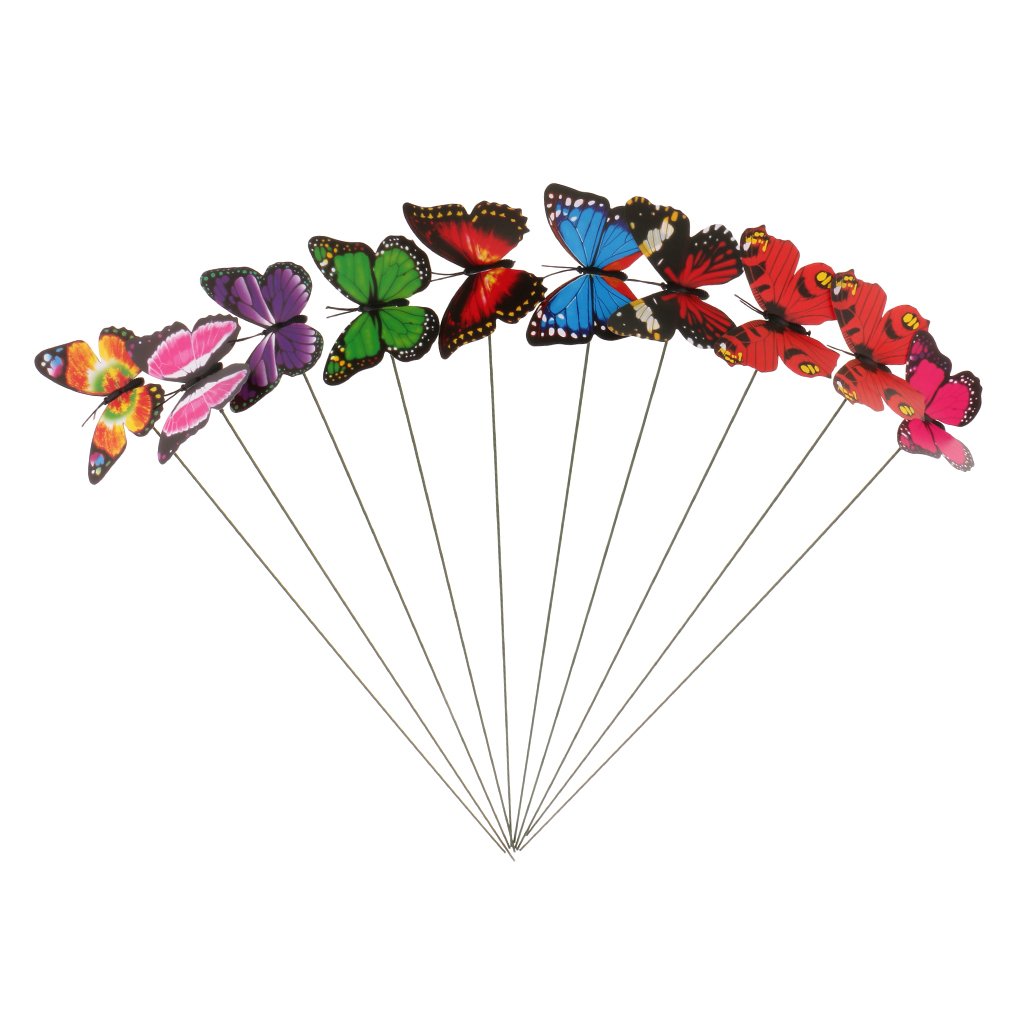HASTHIP Butterfly Stakes for Garden Decor featuring Spring Sway Design and 10pcs 10in Set | Multi Color PVC Ornaments