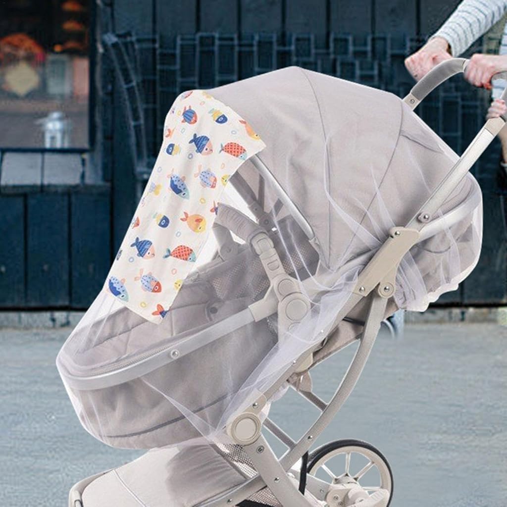 SNOWIE SOFT Mosquito Net for Stroller with Button-Up Shield Curtain and Elastic Edge | Universal Fit for Bassinets and Cradles