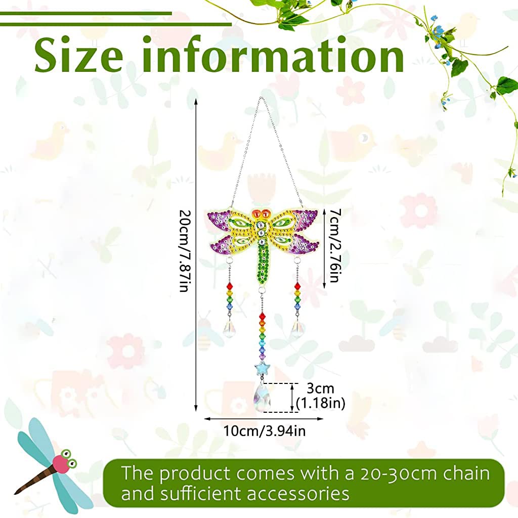 HASTHIP® DIY 5D Diamond Painting, Wind Chime Paint by Number Diamond Painting Hanging Ornament with Tools, Diamond Painting Pendent, Diamond Painting Gift (Dragonfly)