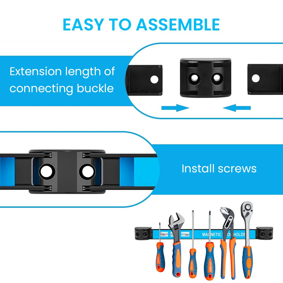 Serplex Magnetic Tool Holder for Wall Mount with Screw Fixed Design and 18 Inches Length