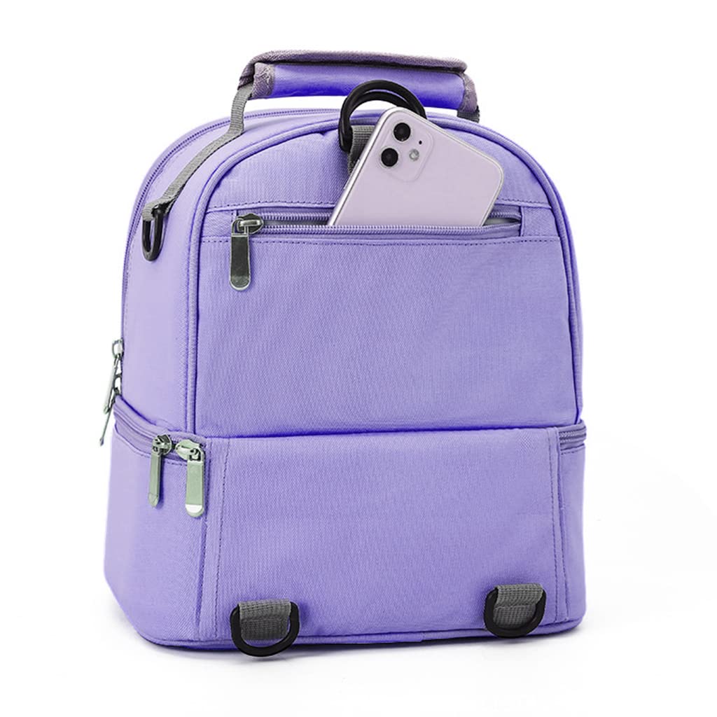 ZIBUYU Breastmilk Storage Bag for Travel with Double Layer Insulation and 2 Ice Packs | Waterproof Purple Backpack Fits 6 Ounce Bottles