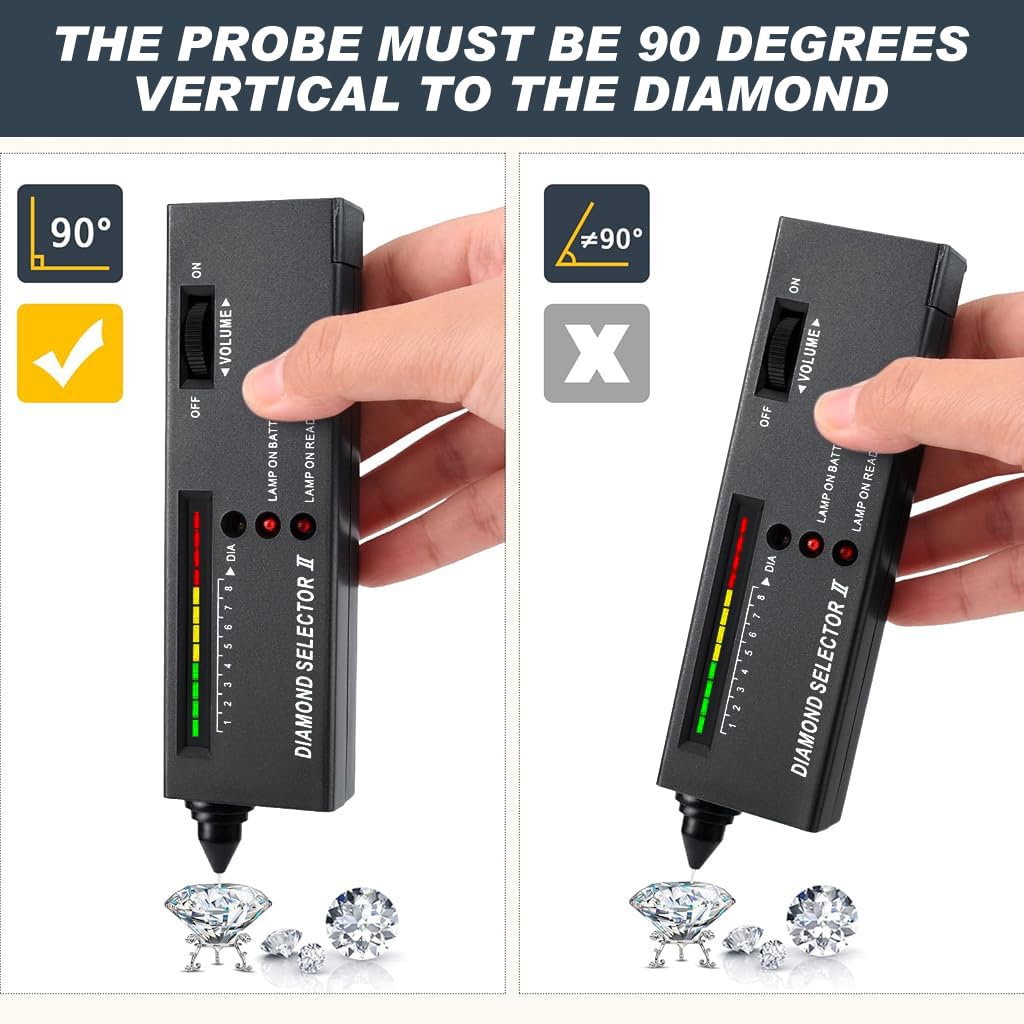 ZIBUYU Electronic  Diamond Tester Professional Thermal Conductivity Diamond Tester  with LCD Indicator Multi Diamond Tester for Diamond, Sapphire, Ruby, Crystal, Agate, Jade, Gems, Battery Opertated