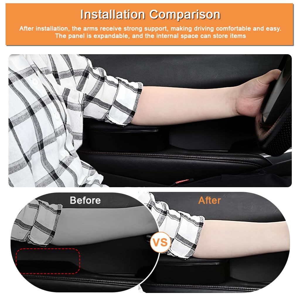 STHIRA Elbow Rest Armrest for Car Door with 2 in 1 Storage Case and Adjustable Length | PU Cushioned Support 20x8x8cm