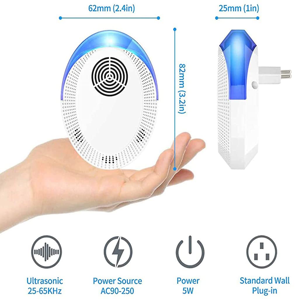 HASTHIP 2 Pcs Mosquito Repellent Machine, Ultrasonic Pest Repeller Electronic Pest Repellent, Plug and Play,Pest Control Specially for Spiders, Rats,Roaches, Bugs, Fleas,Safe for Children