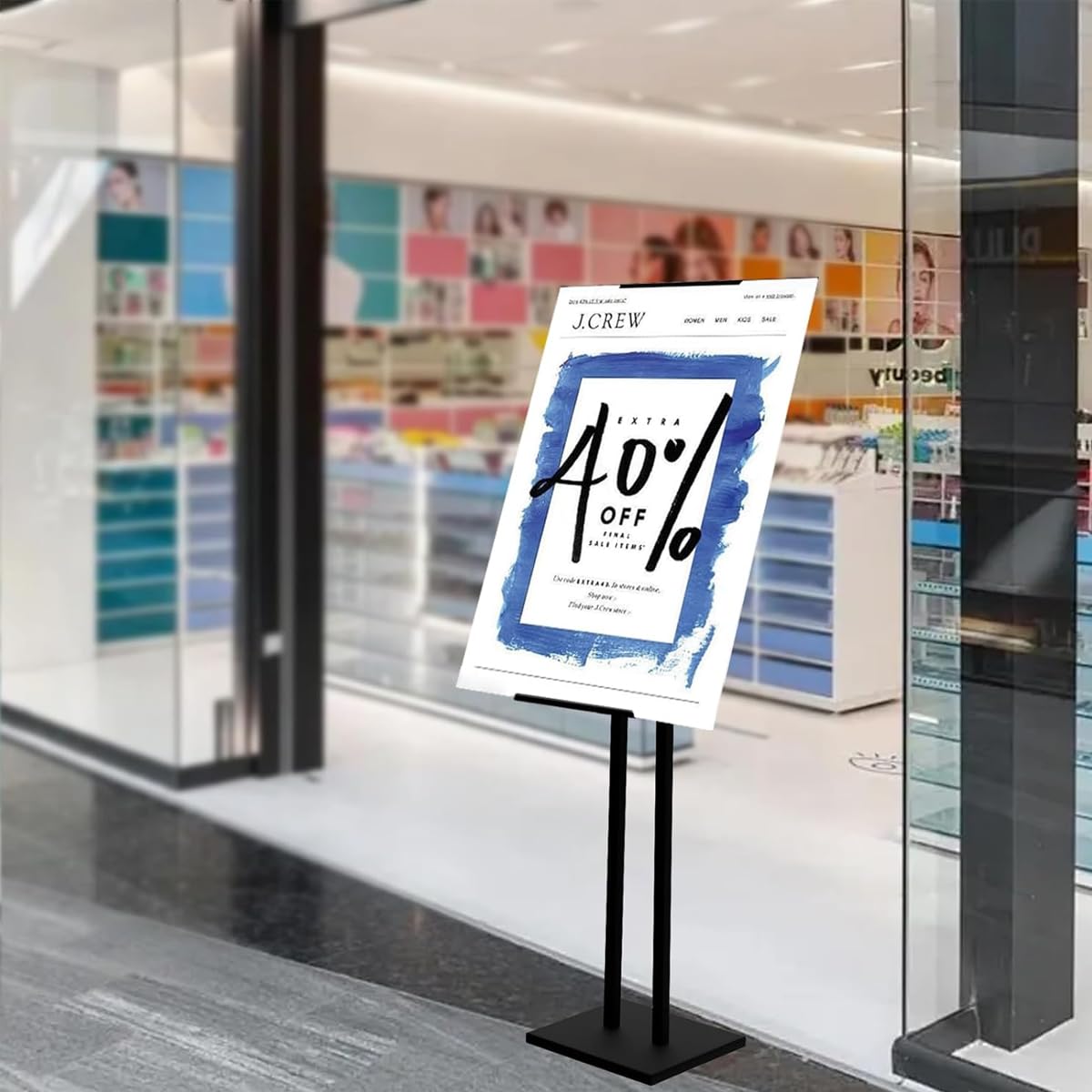 Climberty Upright Sign Stand for Menus and Posters with 57-103cm Adjustable Height | Stainless Steel Tilting Display