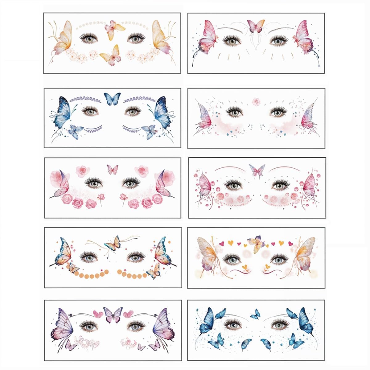 MAYCREATE Temporary Tattoos for Women featuring 20 Glitter Butterfly Designs | Waterproof Face and Body Stickers