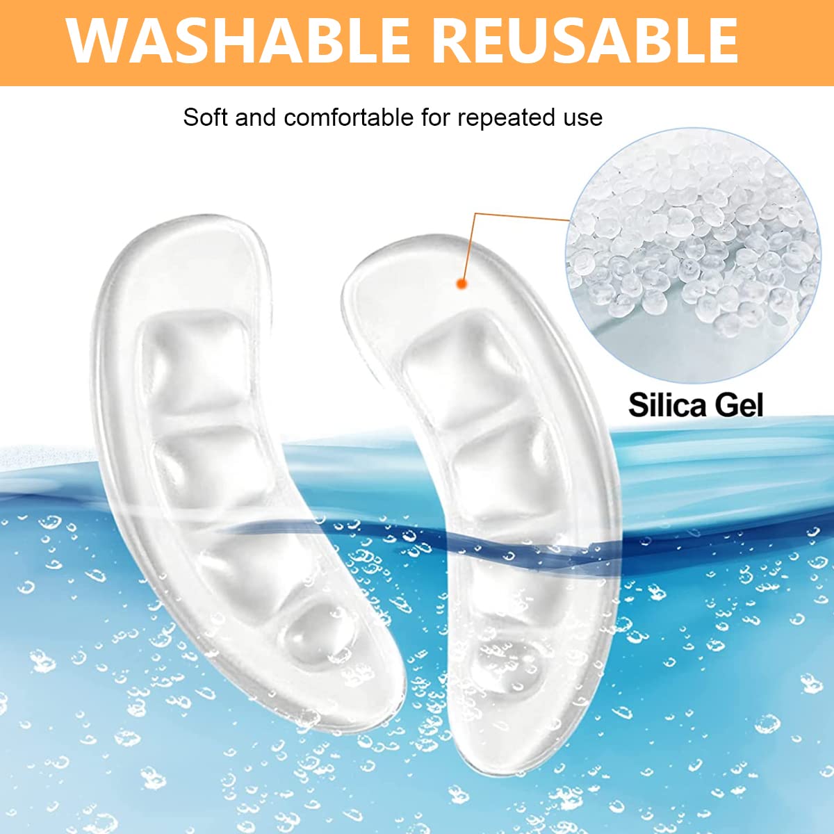 HANNEA Ball of Foot Cushions for Pain Relief with Non Slip Wave Design and Soft Gel Pads | 4 Pairs Reusable Inserts for Women