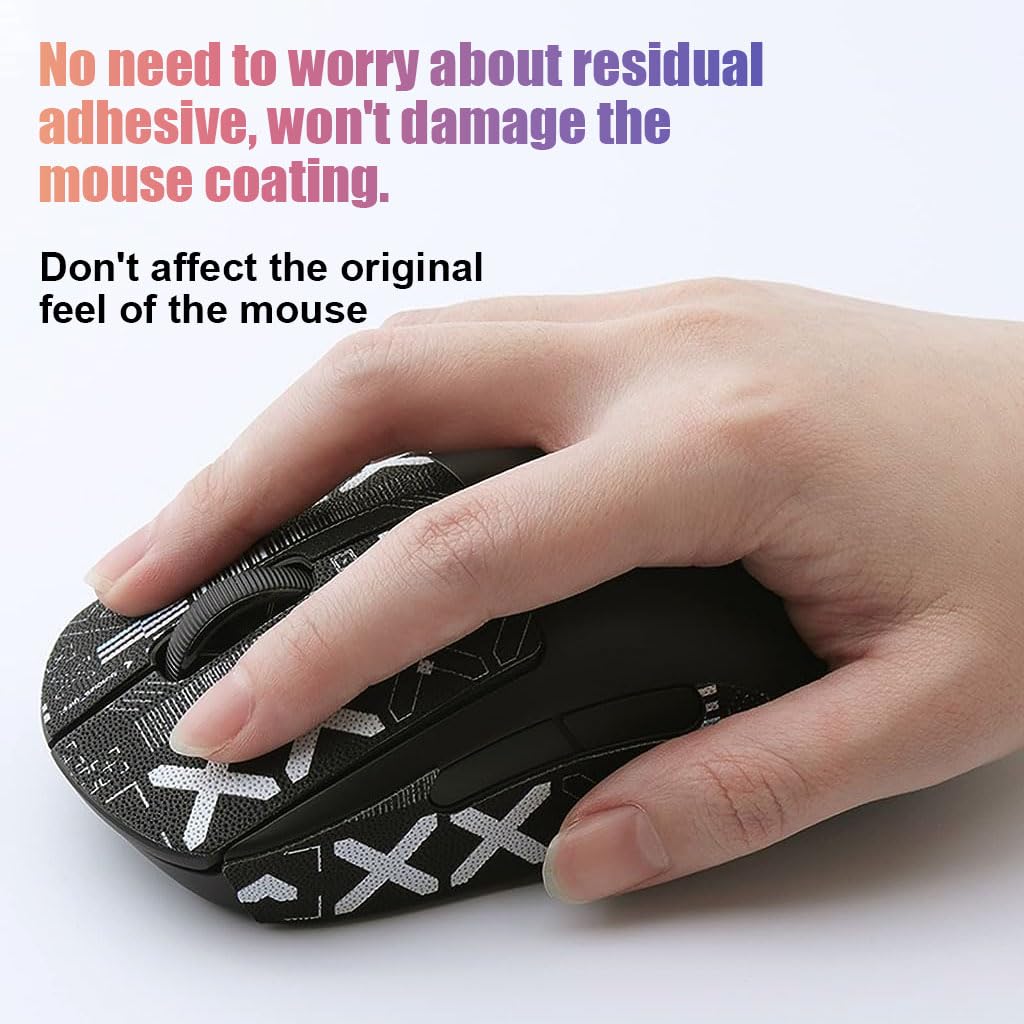 ZORBES® Mouse Grip Tape for Logitech G Pro X Superlight Wireless Mouse Pre-Cutted Self-Adhesive Mouse Grip Tape Sweat-Proof Anti-Slip Non-Fading Gaming Mouse Tape Skin Cool Pattern Mice, Mouse is NOT Included