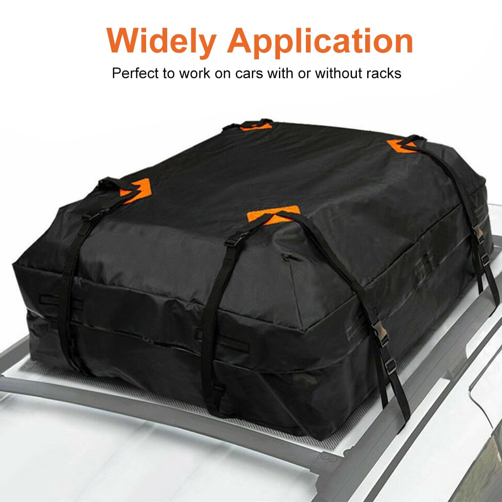 STHIRA® Large Car Roof Luggage Bag 420D Heavy Duty Oxford Cloth Car Roof Luggage Bag Waterproof UV-Proof Car Rooftop Luggage Bag 400L Rooftop Luggage Bag with Quick Release Buckle & Anti-Slip Mat