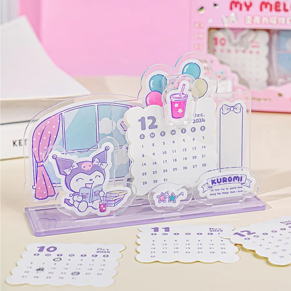 HASTHIP Desk Calendar for 2025 with Sanrio Kuromi Theme featuring Acrylic Design | Monthly Planner