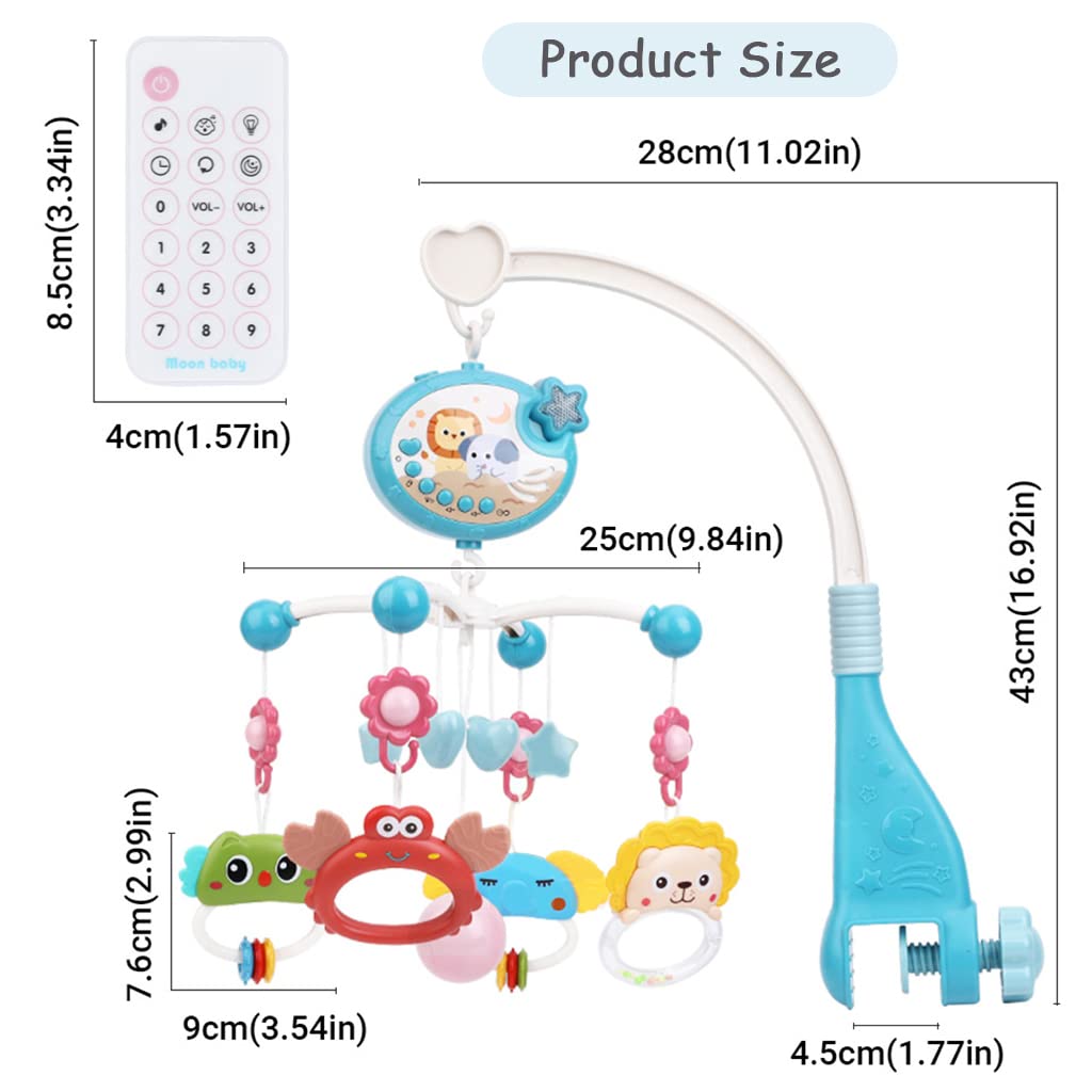 SNOWIE SOFT Crib Hanging Toy for Babies with Electric Rotation and 4 Rattles | Blue 54cm