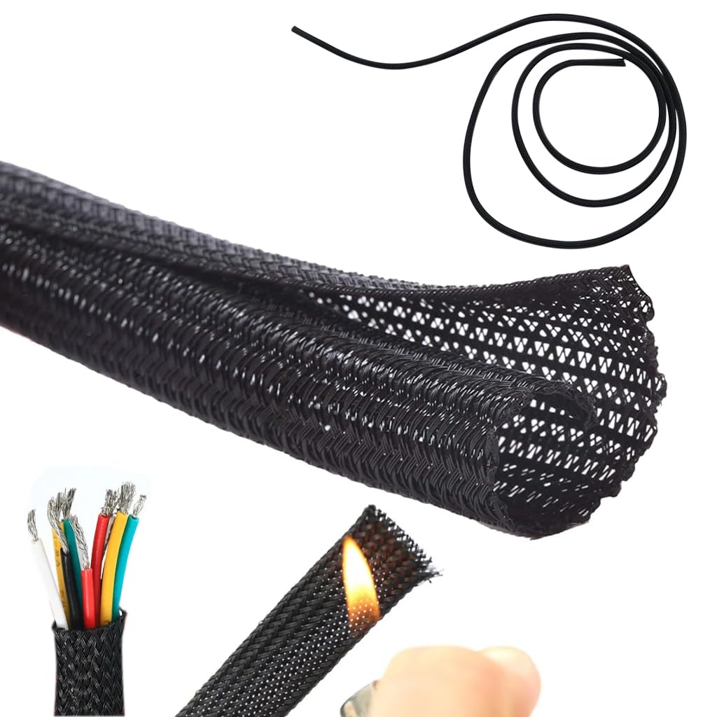 Supvox® 6.6ft Cable Protector Wire Loom Tubing Sleeve Split Sleeving for USB Power Cord Audio Video Cable Cable Jacket Protect Mouse Cat from Chewing Cords - Black