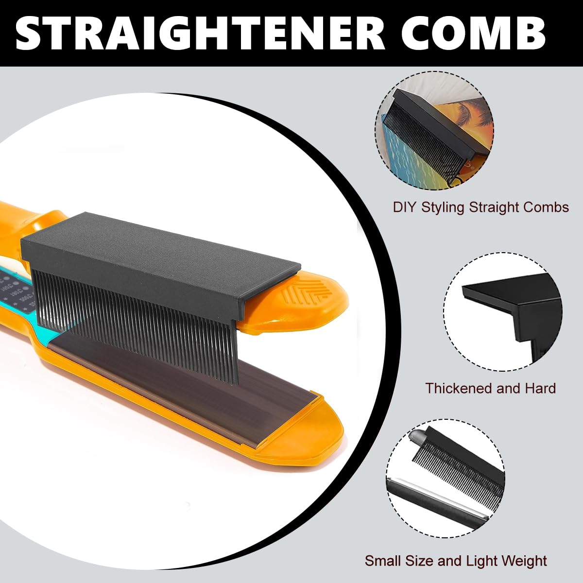 HANNEA Flat Iron Comb Attachment for Hair Straightening | 3.66×1.26×1.34 in Self-Adhesive Nylon Clip