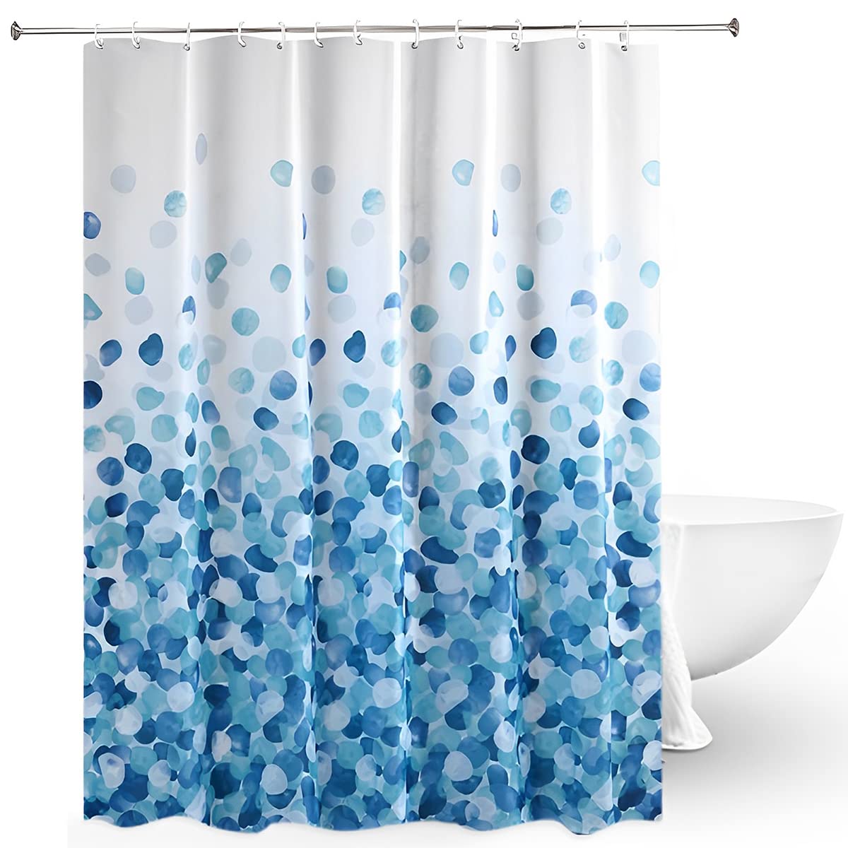 HASTHIP Shower Curtain for Bathroom with Weighted Hem and 12 Hooks 70.8x70.8 inch | Waterproof Polyester Blue Gradient Design