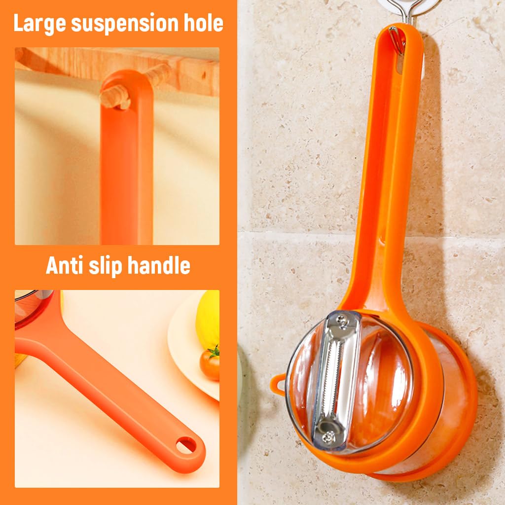 Supvox Kitchen Peeler with Peel Collection Bin featuring Stainless Steel Blade and Ergonomic Handle