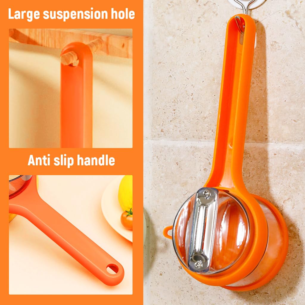 Supvox® Kitchen Peeler with Peel Collection Bin Stainless Steel Peeler Anti-slip Handle Design Utility Kitchen Peeler for Fruit Vegetables