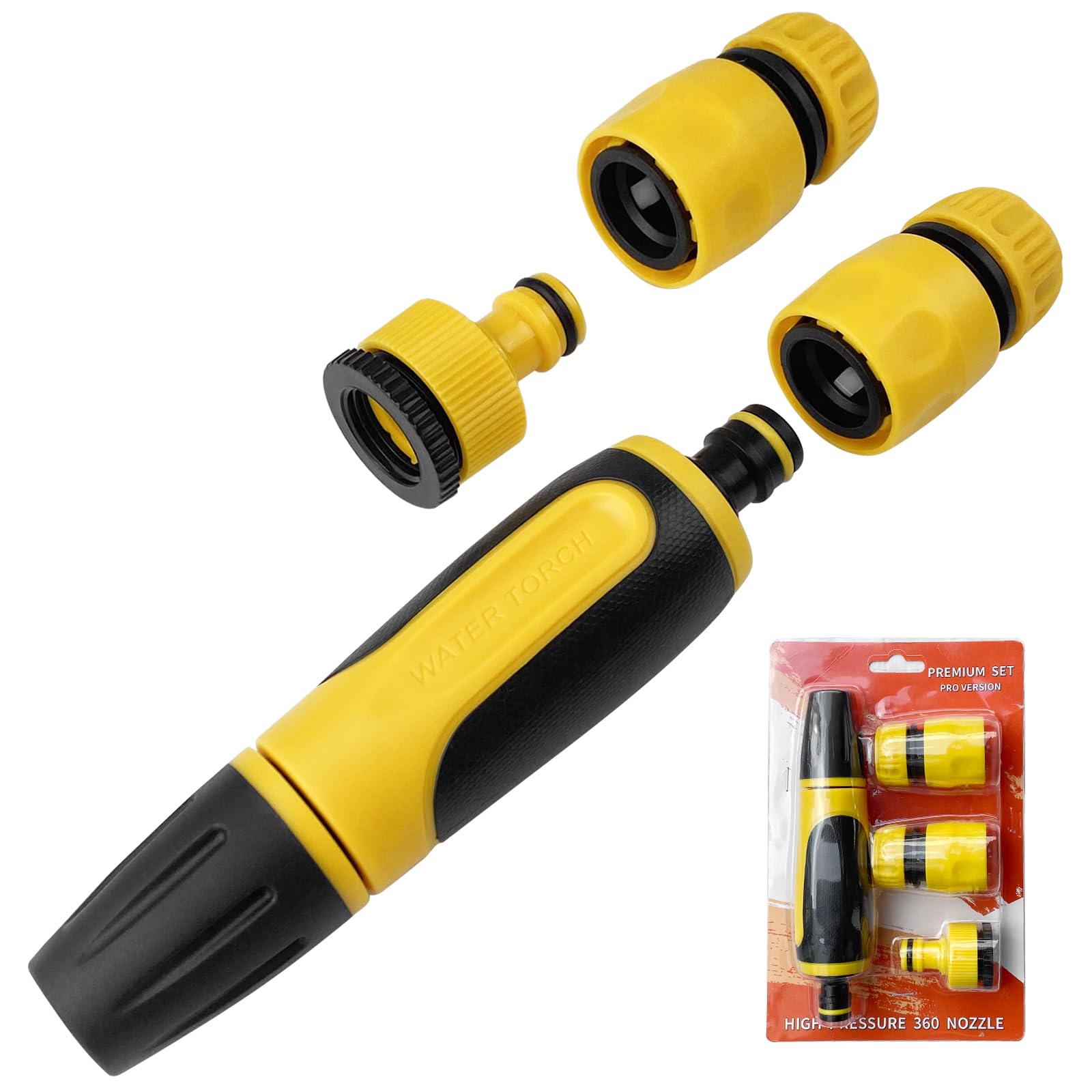STHIRA® garden shower, garden hose connection set, hand spray for spray gun, adjustable
