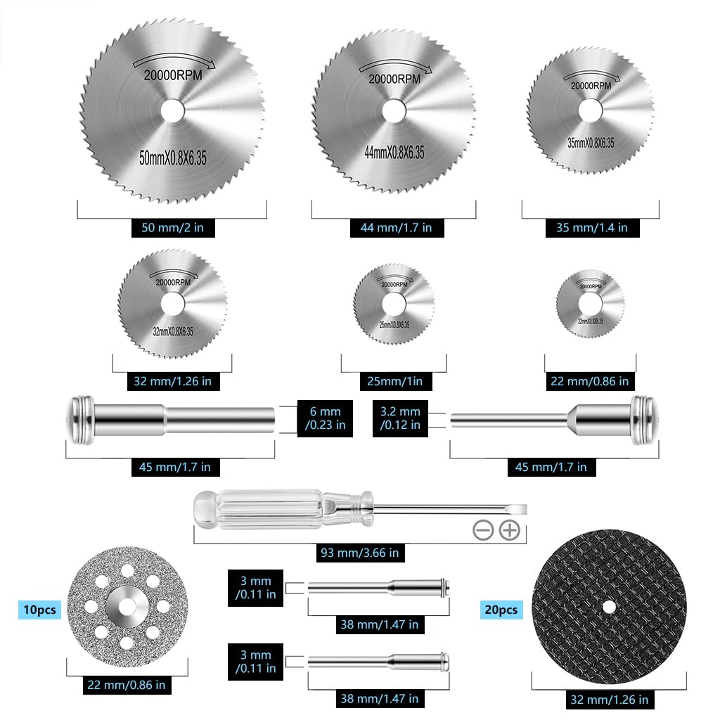 Serplex Rotary Tool Accessories Set for DIY Projects with 44 Pieces and Mandrel Attachments