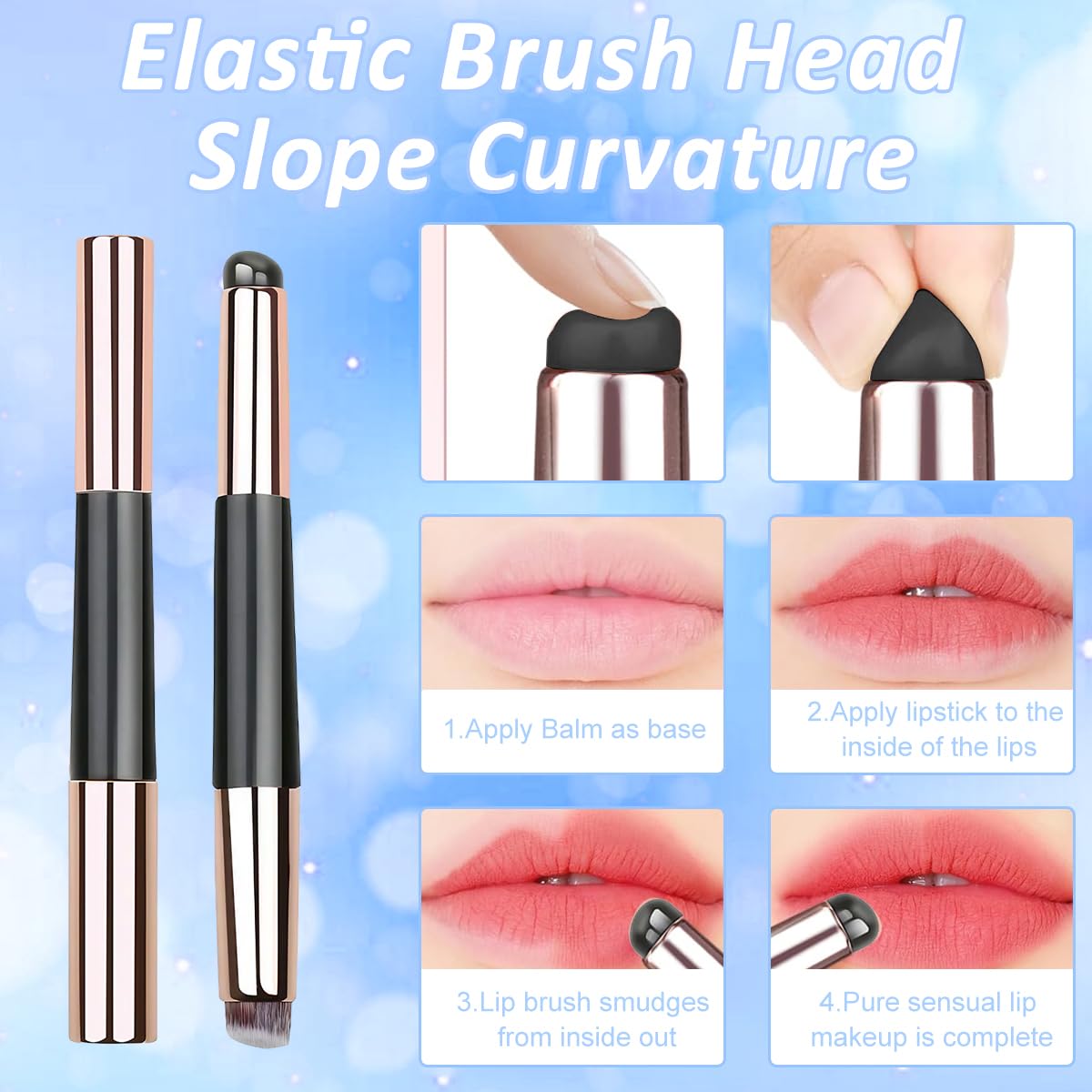 MAYCREATE Silicone Lip Applicator for Lipstick and Gloss with Dual-End Brush | Hygienic Travel Tool