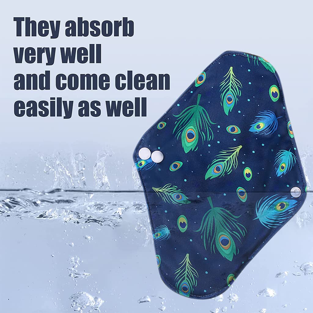 ZIBUYU® Reusable Washable Sanitary Cloth Pads, Reusable Sanitary Pads, Ultra Absorbent Bamboo Fleece Cloth Pads for Women, Pack of 3, 1 Cloth Mini Wet Bag (Style B)