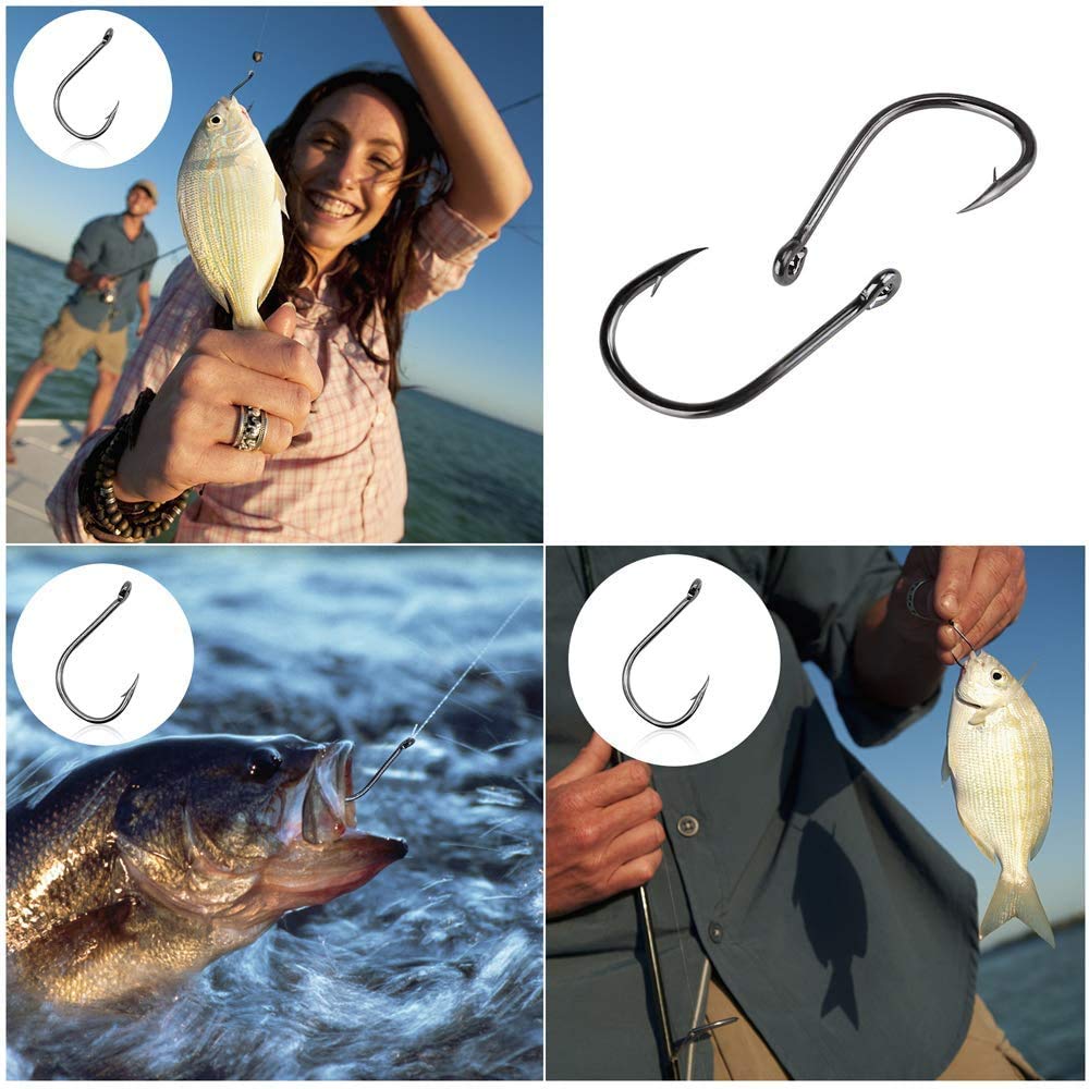 Proberos Fishing Hooks with Barbs 1100 pcs and Plastic Box | High Carbon Steel 10 Sizes