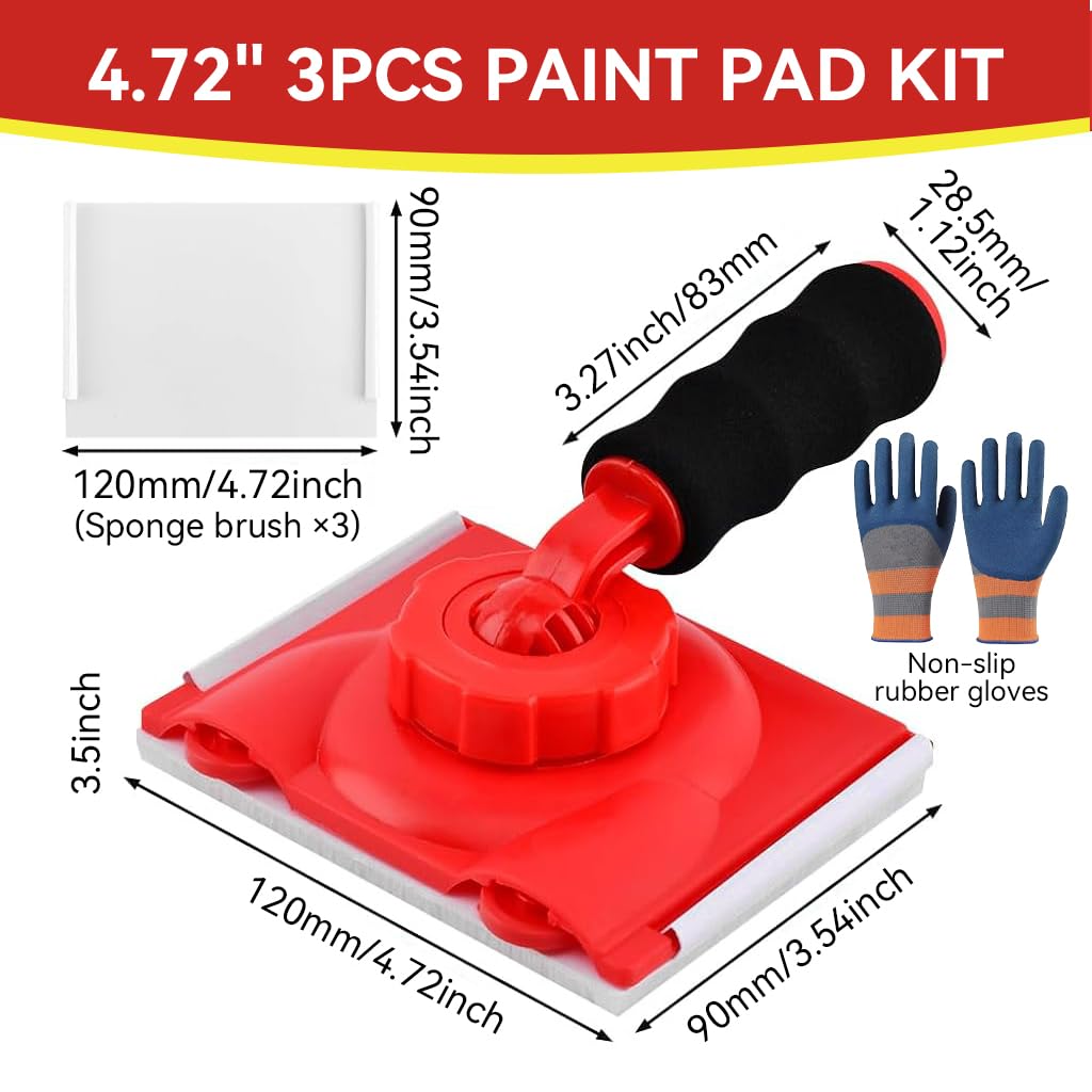 Serplex Paint Edge Trimmer Set for Walls and Ceilings with Foam Handle & Velvet Pad | Includes Two Replace Pads and Work Gloves