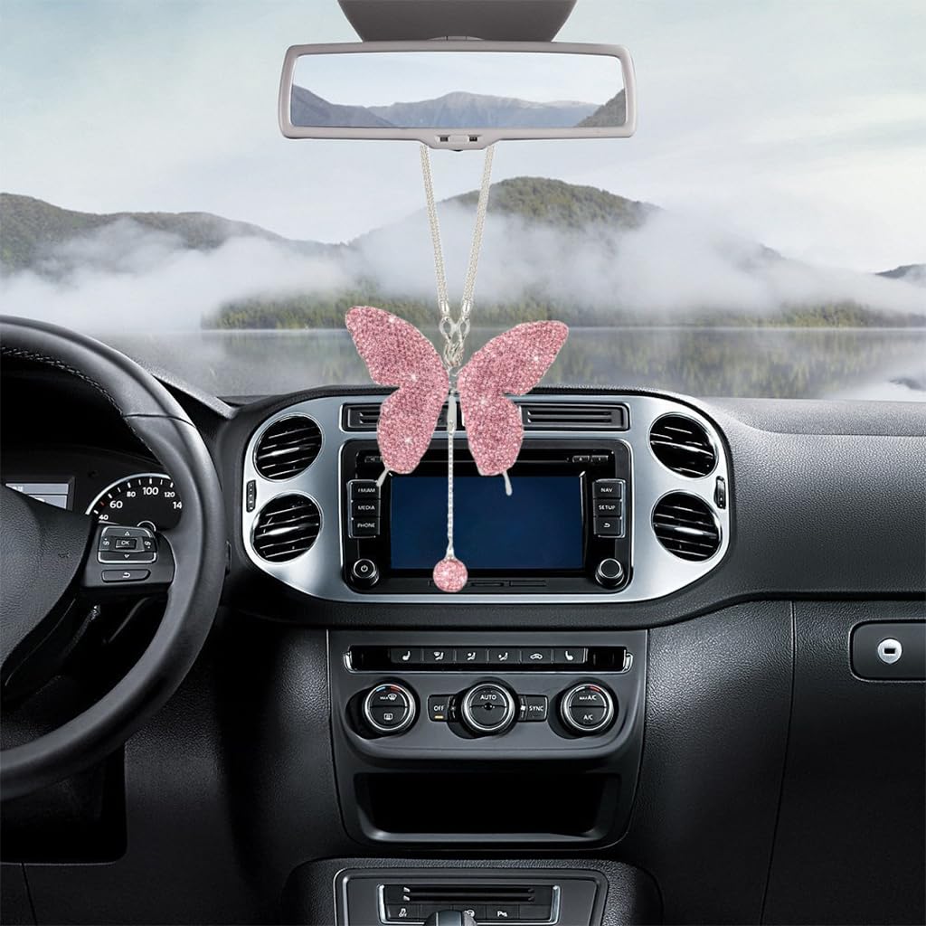 STHIRA Butterfly Car Hanging Accessory for Rearview Mirror with Rhinestones | Gift for Women