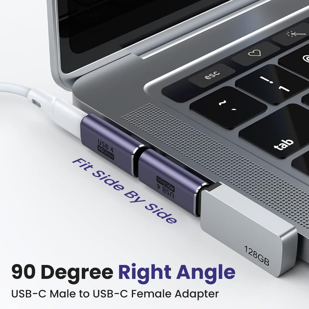 Verilux USB C Adapter for Laptops and Phones with 100W PD 40Gbps Speed | 90° L‑Shape