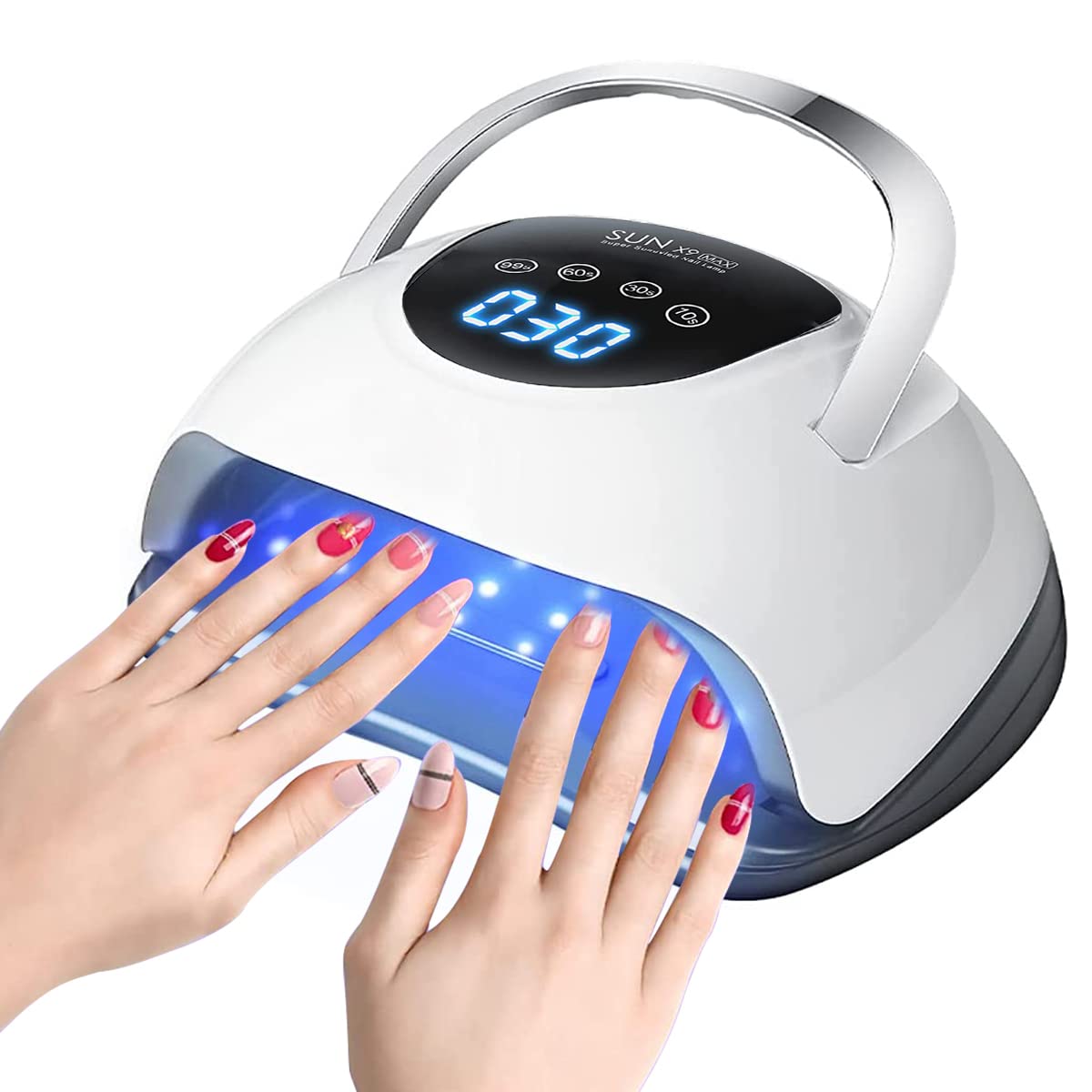 MAYCREATE® 220W UV Lamp For Nail UV Light Nail Dryer for Nails Gel Polish with 57 Lamp Beads, 4 Timer Setting & LCD Touch Display Screen, Auto Sensor, Professional UV LED Nail Lamp