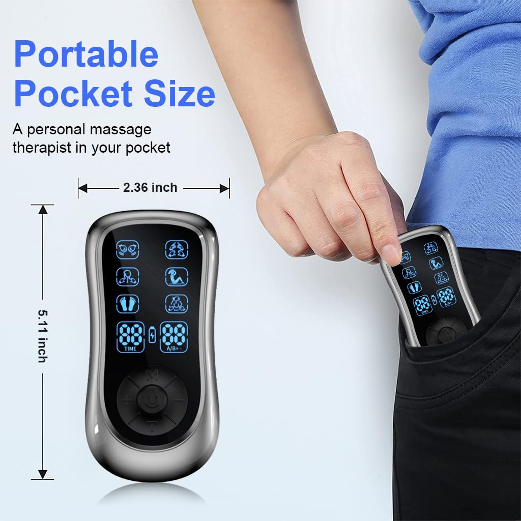 HANNEA TENS Massager Machine for Pain Relief with 6 Modes and 19 Levels | 4 Channels and 30mins Auto Off