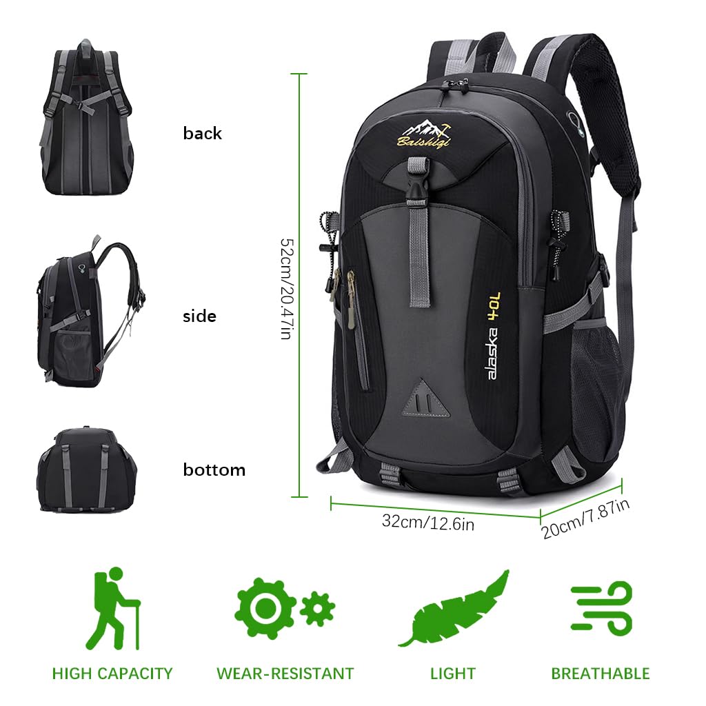 GUSTAVE Hiking Backpack for Trekking and Travel featuring 40L Capacity Waterproof Nylon | Padded Straps for Men