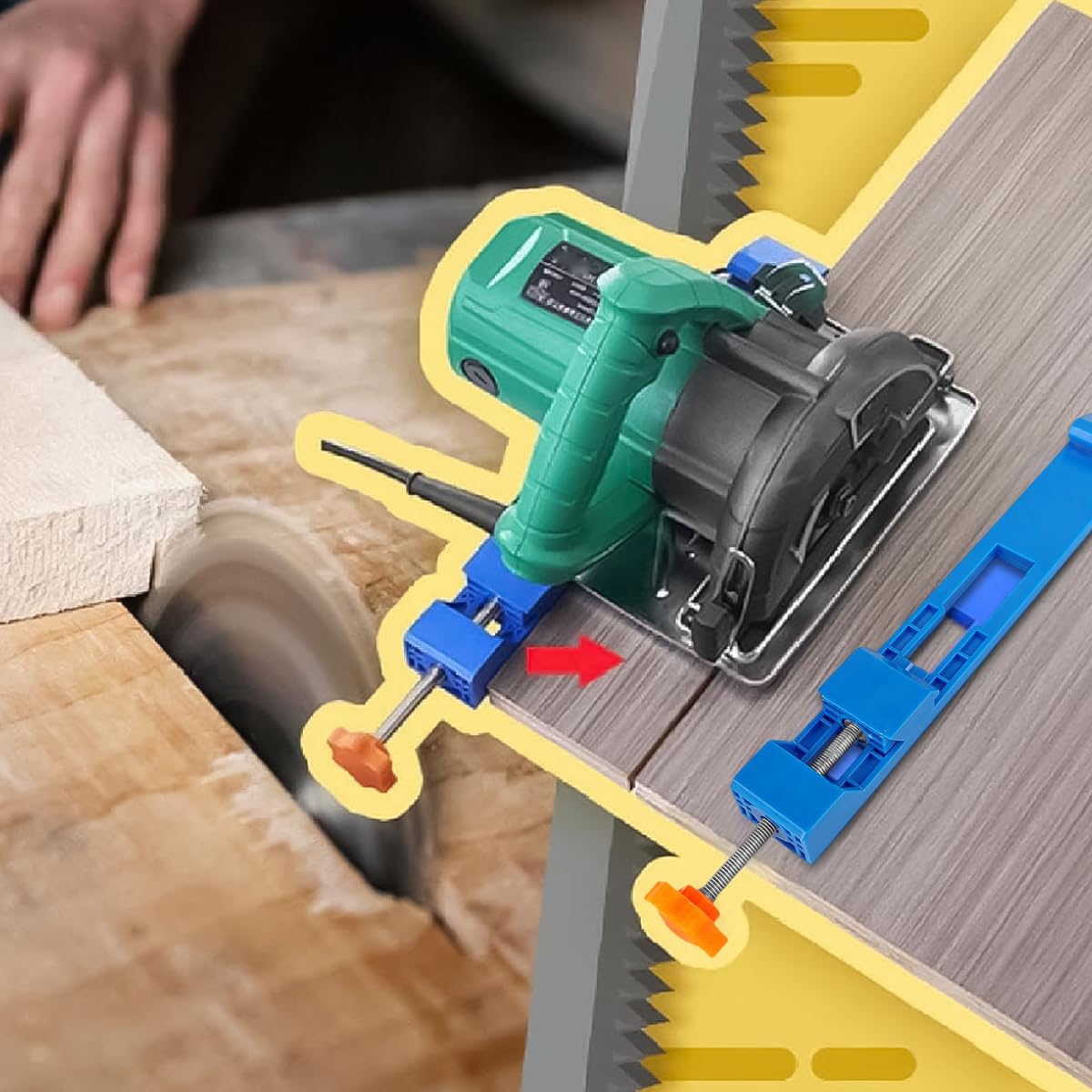 Serplex Clamp Circular Saw Guide for 4 Inch Cutting Machines featuring Adjustable Base | Precision Woodworking and Marble DIY 3PCS