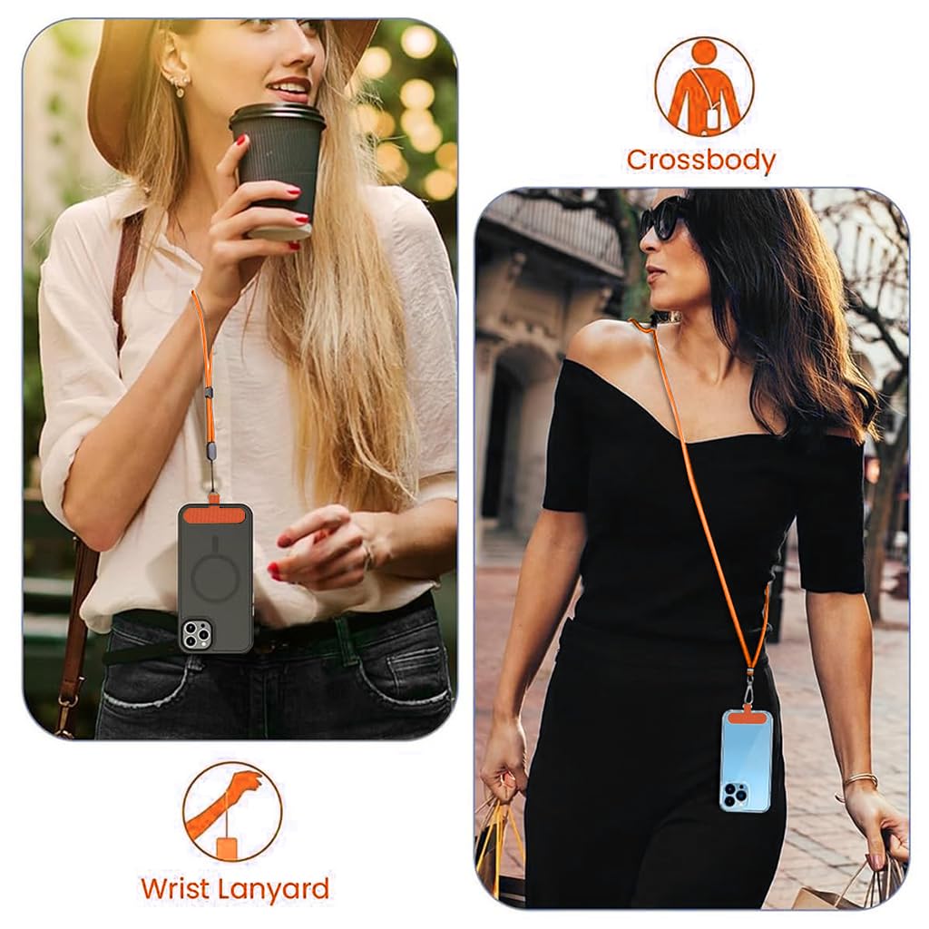 ZORBES Phone Strap for Neck and Wrist with Quick Release Attachment Insert | Adjustable Nylon Lanyard in Orange