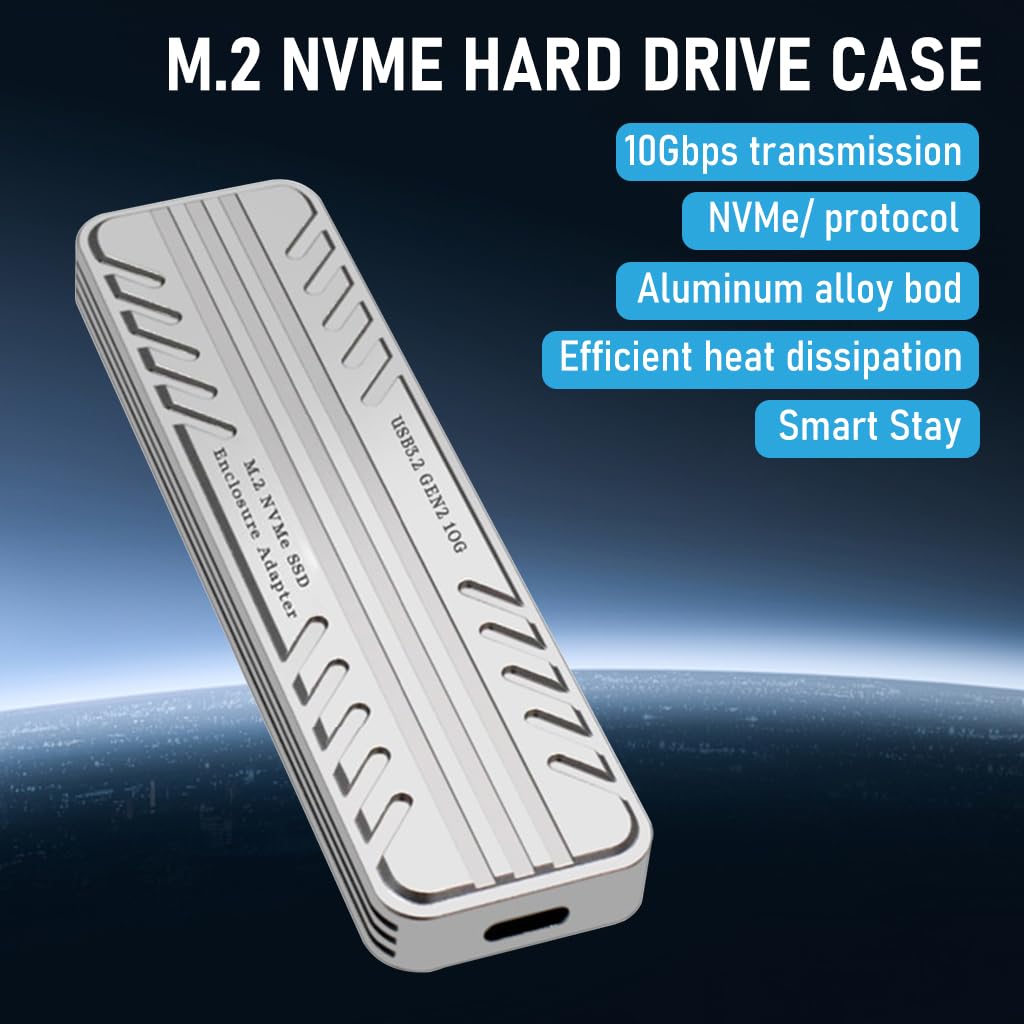 Zeitel M.2 NVMe SSD Enclosure for 2230–2280 Drives with 10Gbps USB-C and JMS583 Chipset | Aluminum Case for Windows Mac and Linux