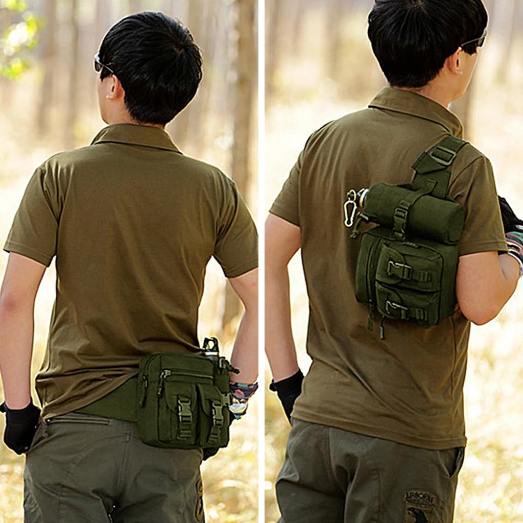 GUSTAVE Waist Bag for Hiking and Travel featuring 5 Zipper Pouches 34x6x13cm | Waterproof Oxford Cloth Black