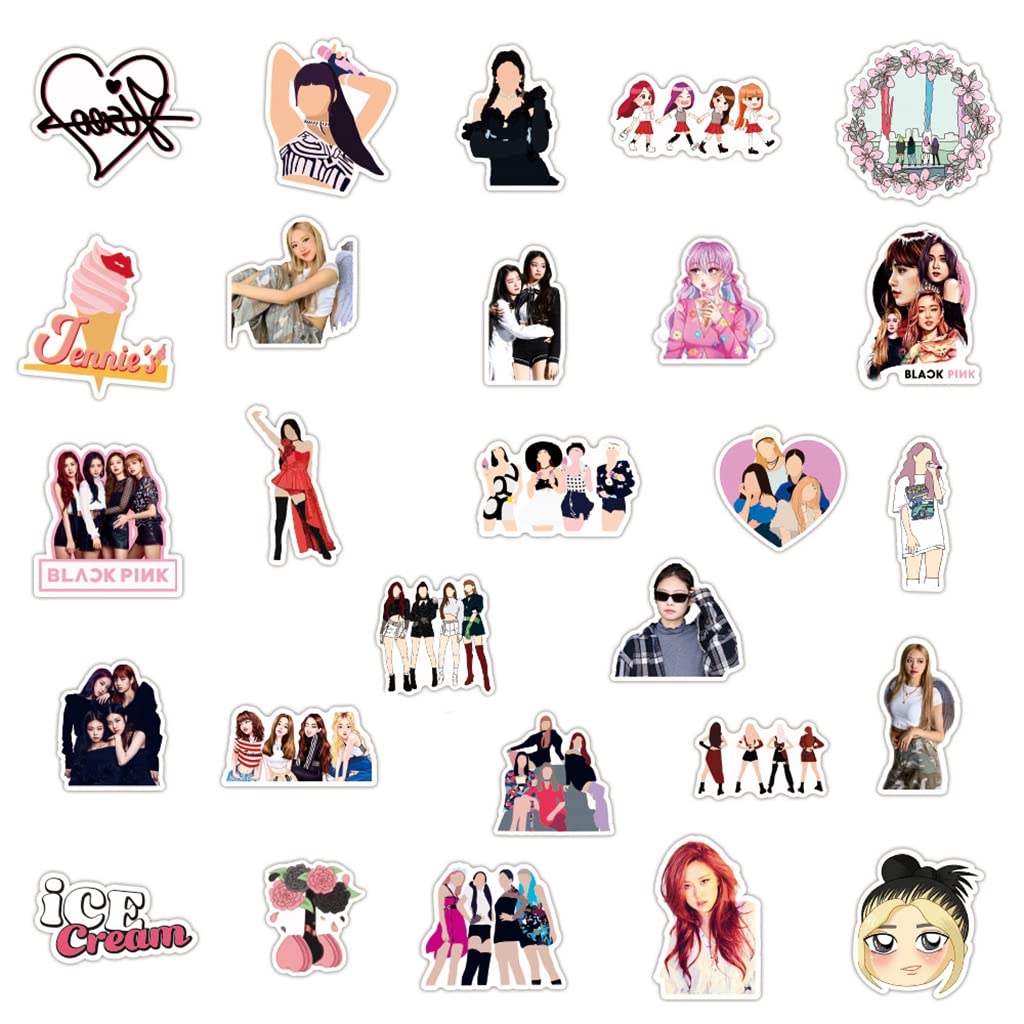 HASTHIP Blackpink Sticker Figures Set for Laptops and DIY Crafts including 100pcs PVC | Waterproof UV Film Design for Fans