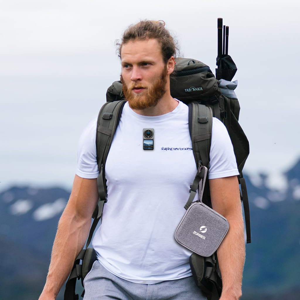 ZORBES Carrying Case for DJI Action 2 with Six Slot Design featuring EVA Hard Shell and Lanyard | Grey Travel Bag