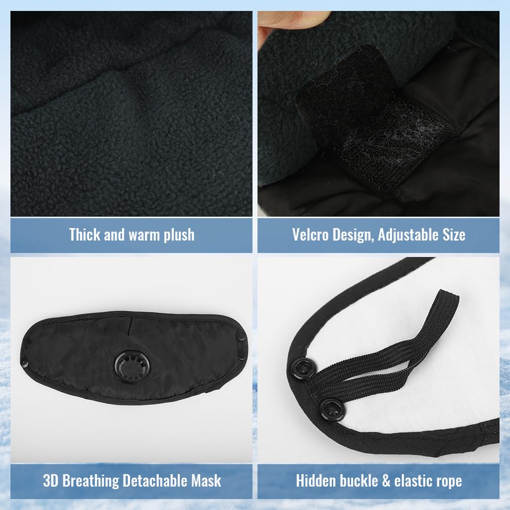 SANNIDHI Winter Cap for Outdoor Cycling and Skiing with Plush Liner and Snap Face Cover | Warm Full Face Hat for Men and Women