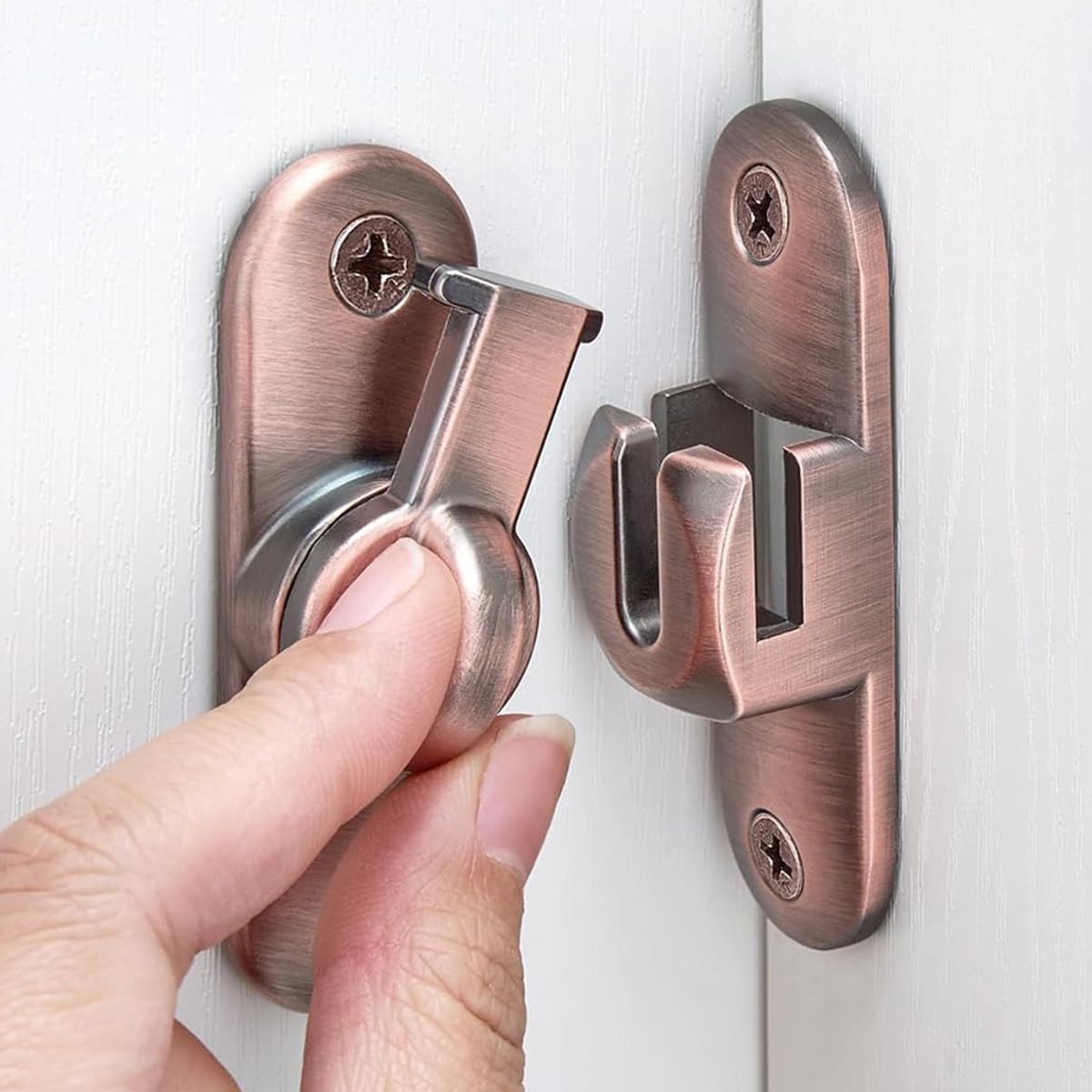 HASTHIP Door Latch Lock 90 Degree for Gate and Cabinet with Rugged Zinc Alloy | 2PCS Set