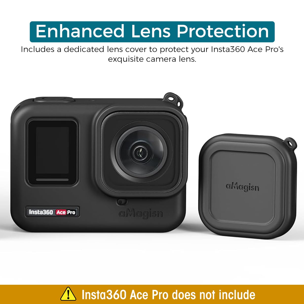ZORBES Silicone Protective Case for Insta360 Ace Pro with Lens Cover and Lanyard | Full Camera Protection