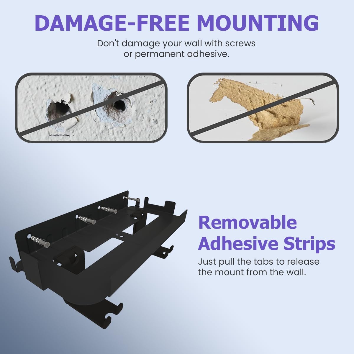 Wall Mounted Storage Bracket for PS5 Console with Screw Set and Metal Hooks | Space Saving Organizer for Controller and Headset