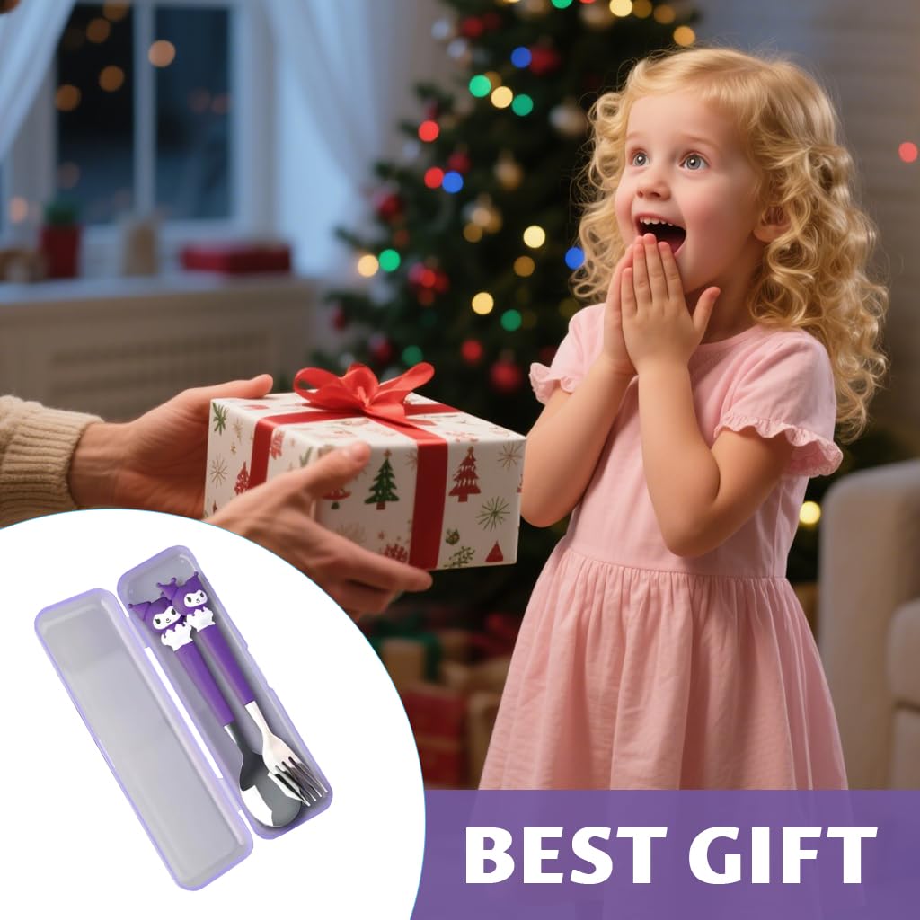 Supvox Cutlery Set for Kids with 7.87 in Utensils featuring Ergonomic Handles and Storage Case