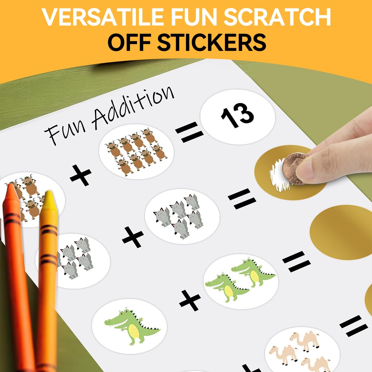 HASTHIP Scratch Off Stickers for Party Games and DIY Cards featuring 100pcs Golden Adhesive